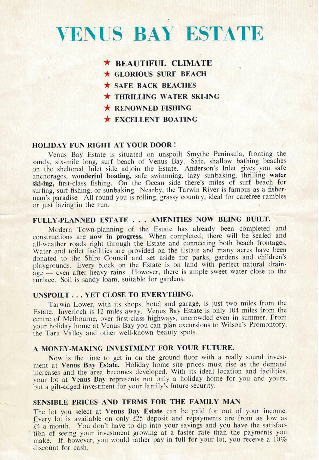 1960 - Brochure Information Page